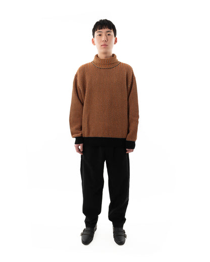 MIX KNIT SWEATER ORANGE