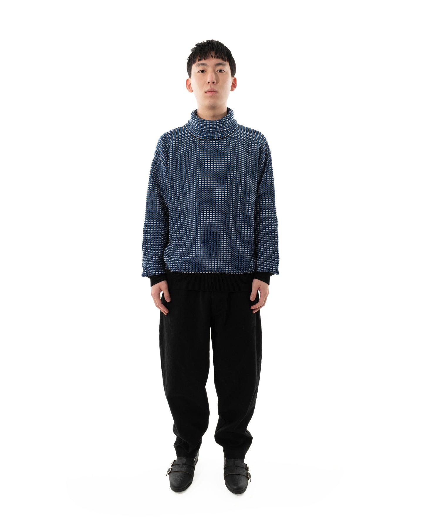 MIX KNIT SWEATER BLUE