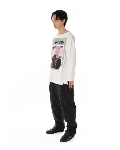 AGENT.P BOAT-NECK L/S TEE WHITE