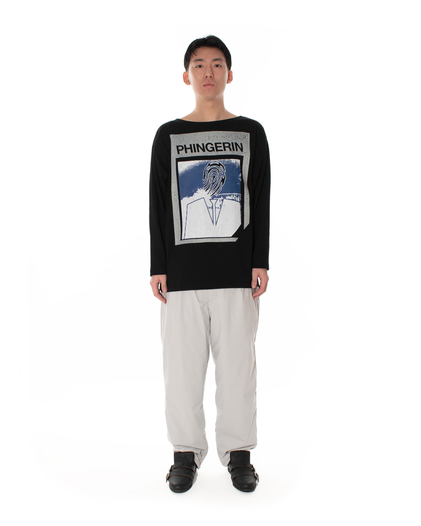 AGENT.P BOAT-NECK L/S TEE BLACK