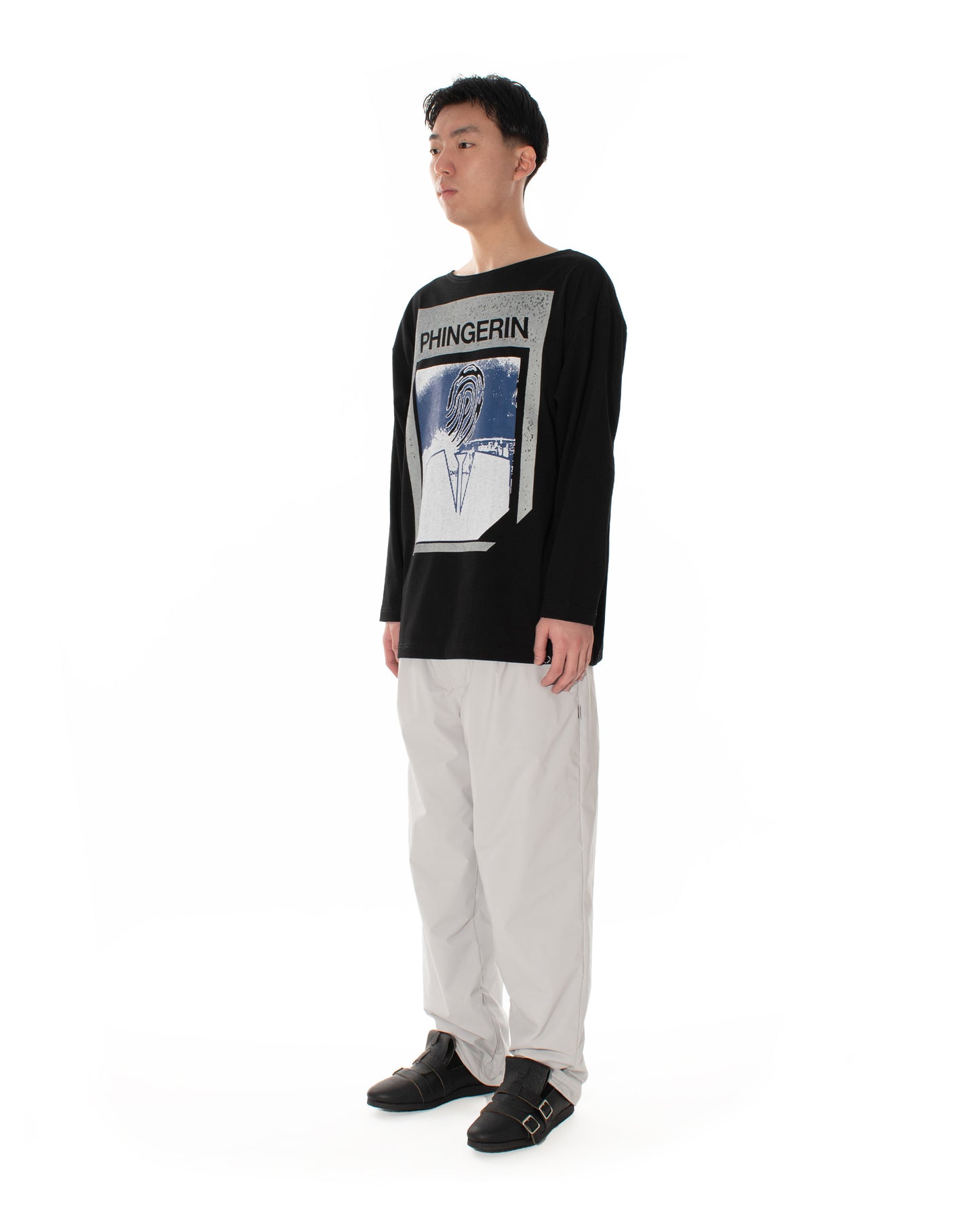 AGENT.P BOAT-NECK L/S TEE BLACK