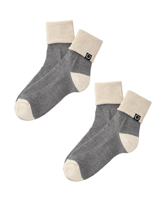 SOCKS! ORGANIC 2-PACK  GREY X BEIGE