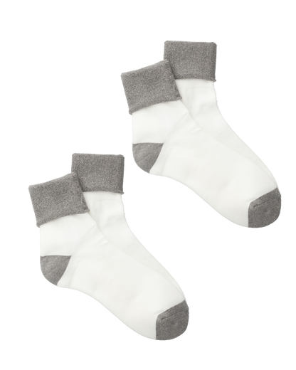 SOCKS! ORGANIC 2-PACK  WHITE X GREY