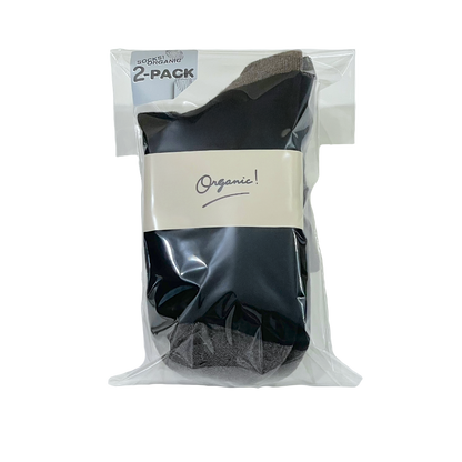 SOCKS! ORGANIC 2-PACK  BLACK X BROWN