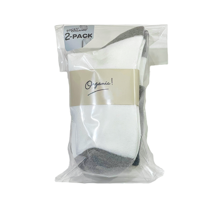 SOCKS! ORGANIC 2-PACK  WHITE X GREY