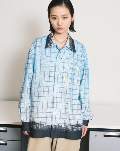 FLANNEL OPEN COLLAR SHIRT SKY