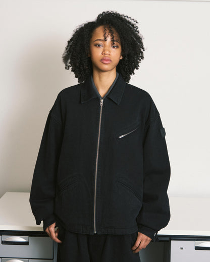 ZIP DENIM WORK JACKET NAVY