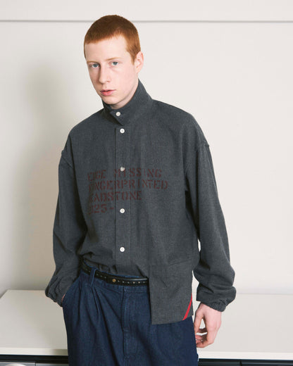HAND-STENCILED NIGHT SHIRT STRIPE CHARCOAL