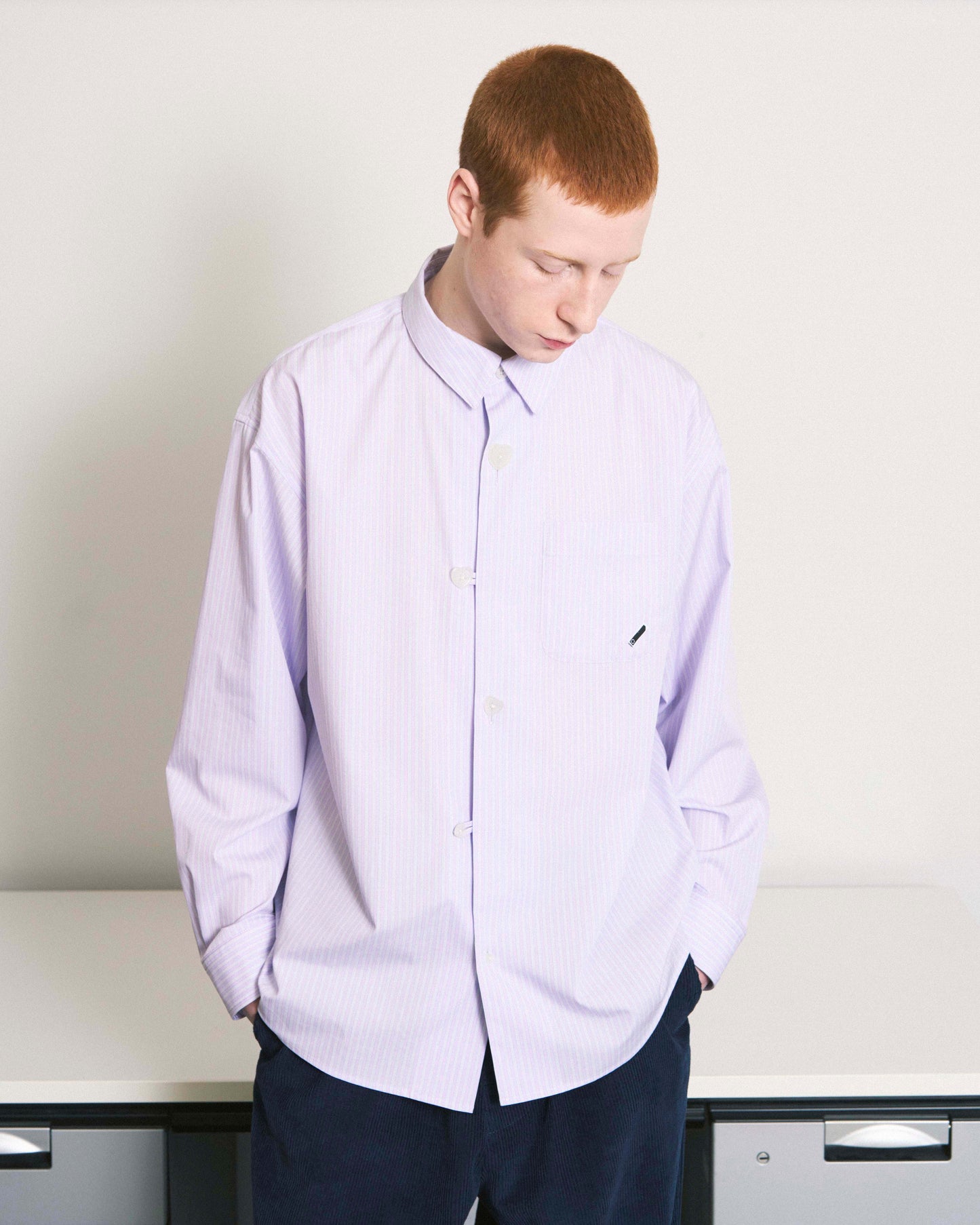 FLOATING HEART BROADCLOTH SHIRT LAVENDER STRIPE