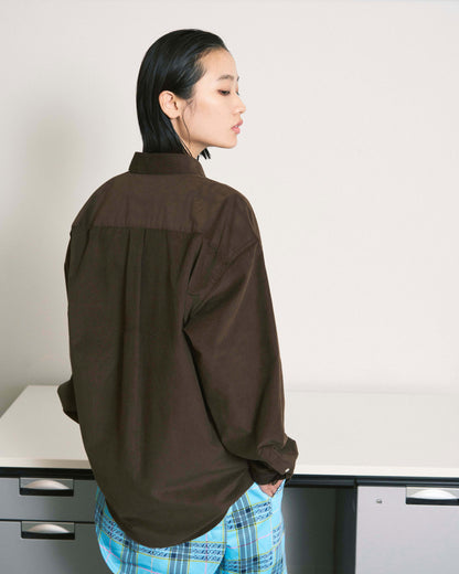 FLOATING HEART CORD SHIRT BROWN