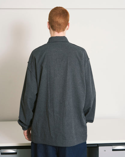 HAND-STENCILED NIGHT SHIRT STRIPE CHARCOAL