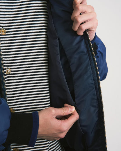 TRIM LEATHER BOMBER JACKET BLACK