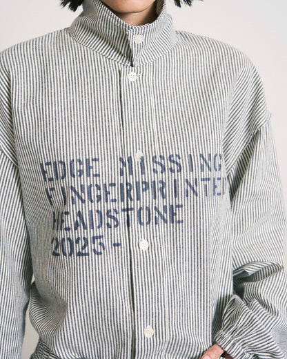 HAND-STENCILED NIGHT SHIRT STRIPE OFF WHITE