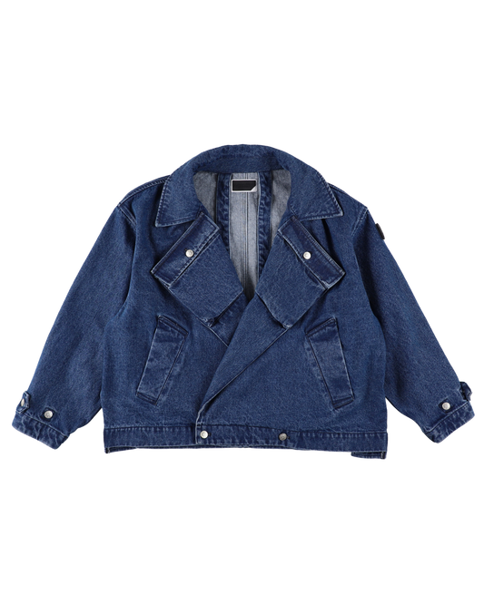 DENIM TWIN SHORT COAT BLUE