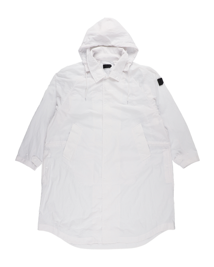 DETACHABLE HOOD RAIN COAT WHITE