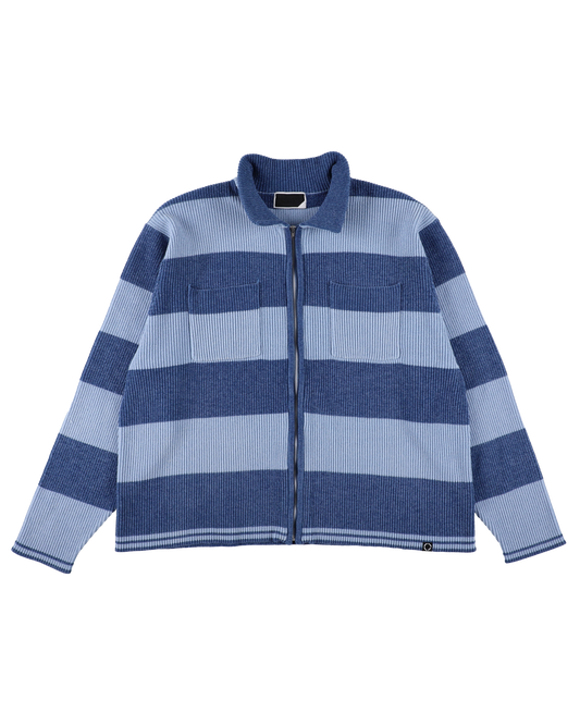 CORDY KNIT JACKET STRIPE BLUE