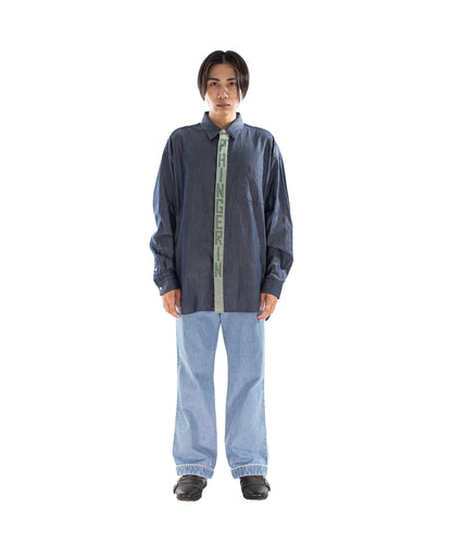 STITCH TEXT TIE SHIRT SAX