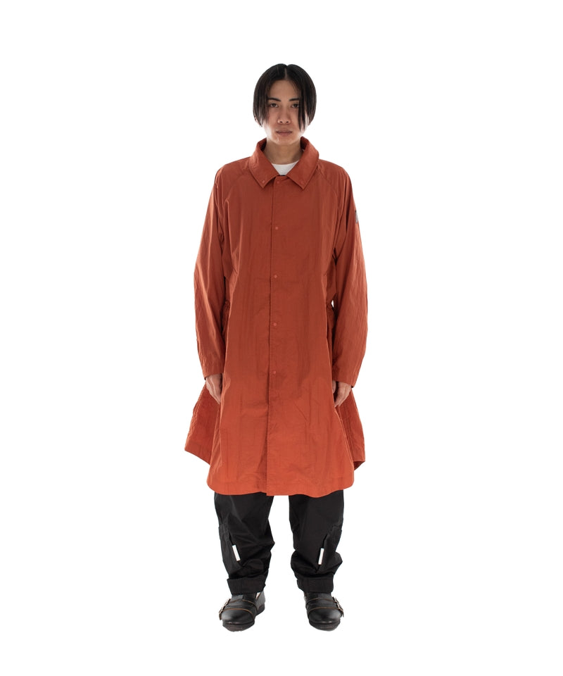 DETACHABLE HOOD RAIN COAT ORANGE BROWN