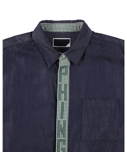 STITCH TEXT TIE SHIRT SAX