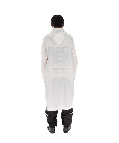 DETACHABLE HOOD RAIN COAT WHITE