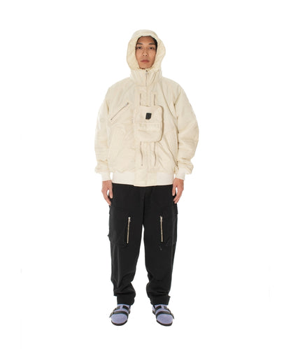 ELEVATION HOODED BOMBER JACKET OFF WHITE