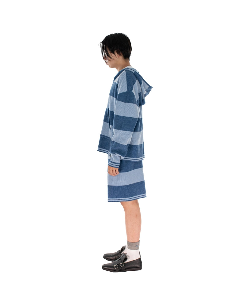 CORDY KNIT MEXPARKA STRIPE BLUE