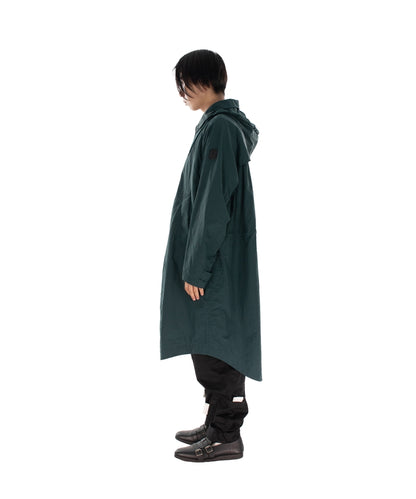 DETACHABLE HOOD RAIN COAT DARK FOREST