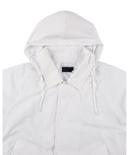 DETACHABLE HOOD RAIN COAT WHITE