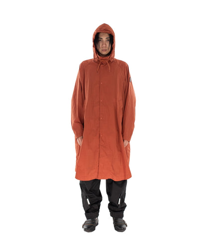 DETACHABLE HOOD RAIN COAT ORANGE BROWN