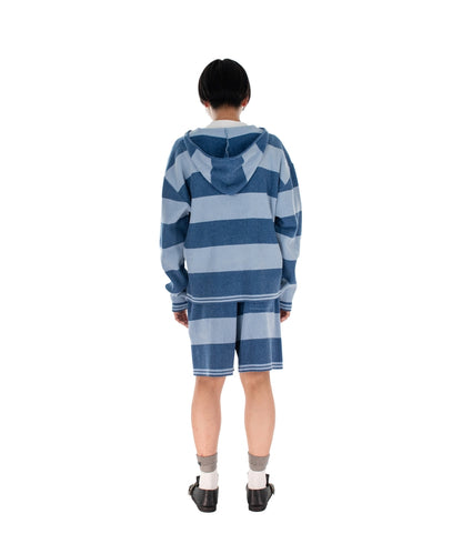 CORDY KNIT MEXPARKA STRIPE BLUE