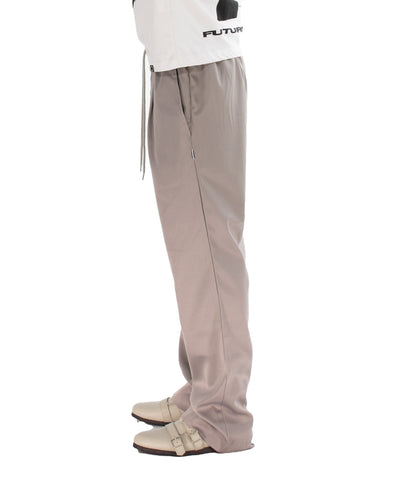 SHOECUT POLY-TWILL TROUSERS GREIGE