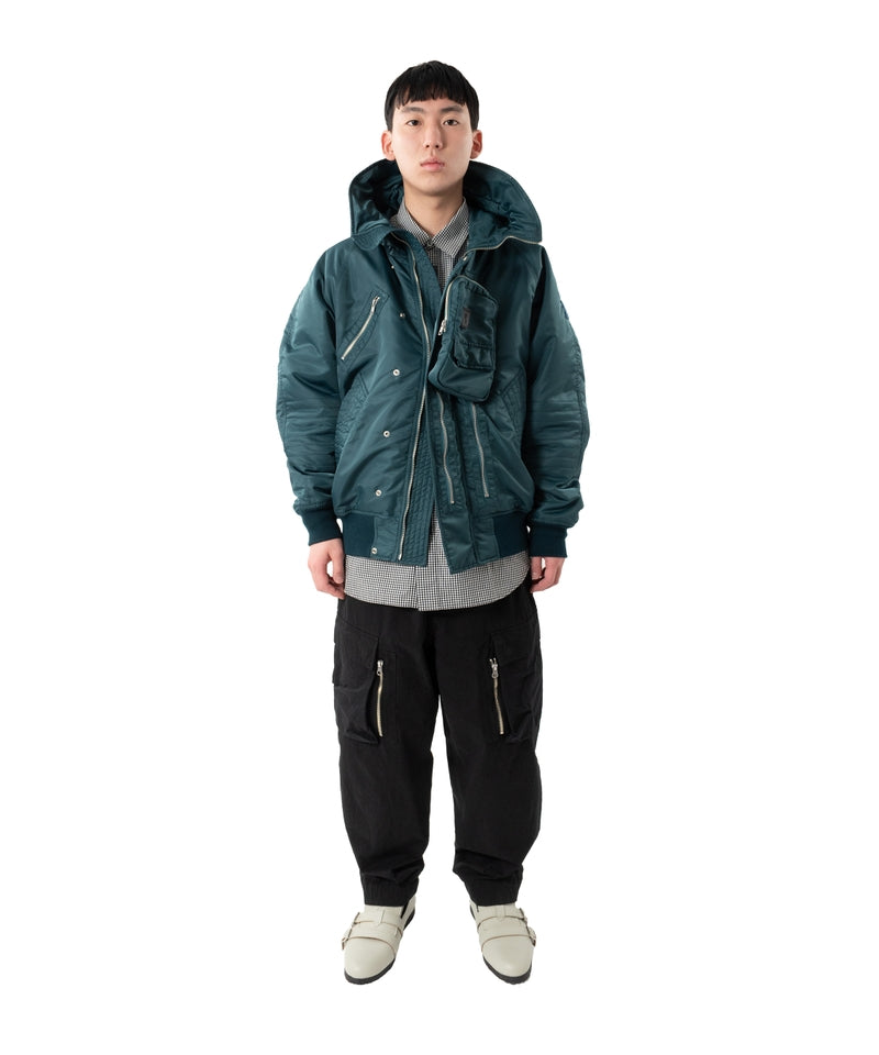 ELEVATION HOODED BOMBER JACKET NAVY GREEN