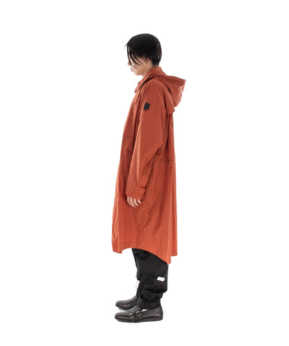 DETACHABLE HOOD RAIN COAT ORANGE BROWN